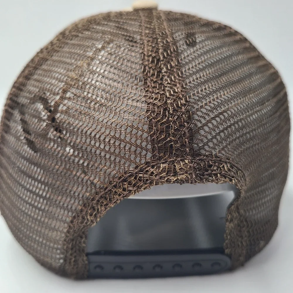 The North Face Hat Snapback Trucker Mesh Beige Brown Logo Patch Hike Outdoor Men